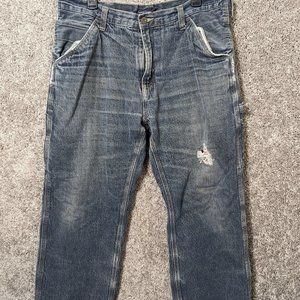 Faded Glory Fleece Lined Carpenter Jeans Relaxed Straight Medium Wash 36x30